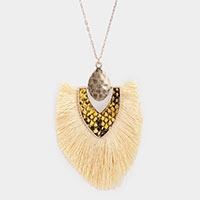 Snake Skin Tassel Pendant Long Necklace 