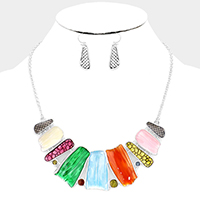 
Colorful Antique Metal Collar Necklace 