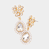 Teardrop Crystal Cluster Rhinestone Evening Earrings  