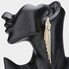 Rhinestone Fringe Dangle Evening Earrings