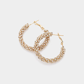 1.25 Inch Rhinestone Hoop Earrings