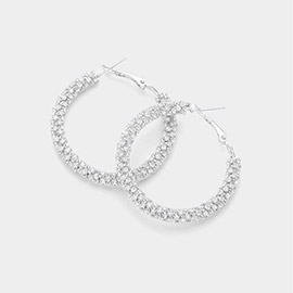 1.75 Inch Rhinestone Hoop Earrings