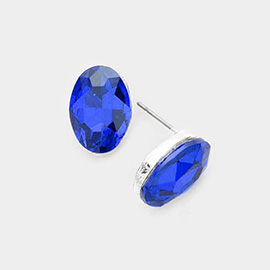 Oval Crystal Evening Stud Earrings