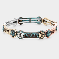 Live Love Bark Paw Burnished	Metal Stretch Bracelet