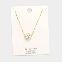 Gold Dipped Cubic Zirconia Pendant Necklace  
