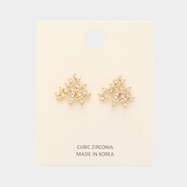 CZ Stone Paved Tree Stud Earrings