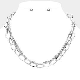 
Metal Chain Link Layered Collar Necklace 