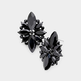 Marquise Crystal Floral Evening Earrings