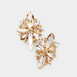 Marquise Crystal Floral Evening Earrings