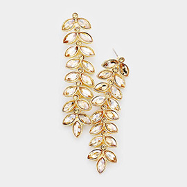 Marquise Crystal Leaf Vine Drop Evening Earrings