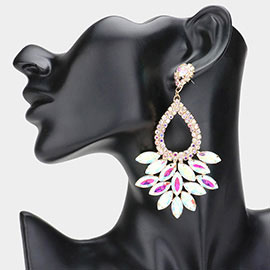 Marquise Crystal Cluster Rhinestone Evening Dangle Earrings