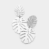 Double Tropical Leave Metal Earrings 