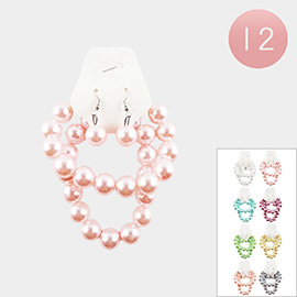 12 Set Of 2Pcs - Faux Pearl Bracelet and Earring Set