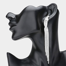 Rhinestone Long Drop Evening Earrings