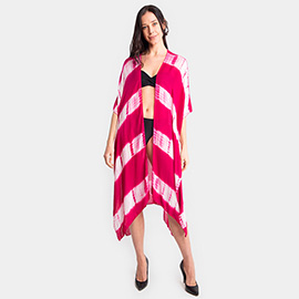 Chevron Tye Due Open Kimono Poncho