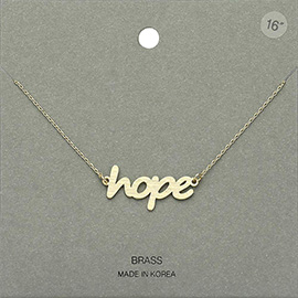 Brass Metal Hope Pendant Necklace