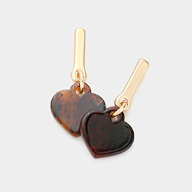 Celluloid Acetate Heart Dangle Earrings