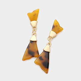 Celluloid Acetate Tortoise Irregular Triangle Dangle Earrings