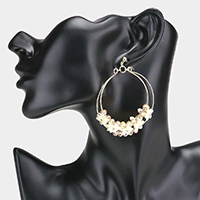 Layered Double Metal Open Hoop Flower Cluster Earrings