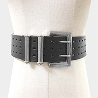 Faux Leather Antique Bold Metal Buckle Belt