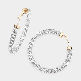 Rhinestone Pave Hoop Earrings