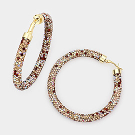 Rhinestone Pave Hoop Earrings