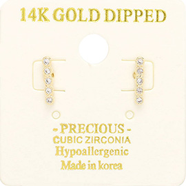 14K Gold Dipped CZ Linear Stud Earrings