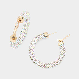 Rhinestone Pave Hoop Earrings