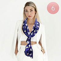 6PCS - Silk Feel Satin Striped Cat Print scarf