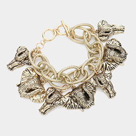 Metal Elephant Charm Toggle Bracelet