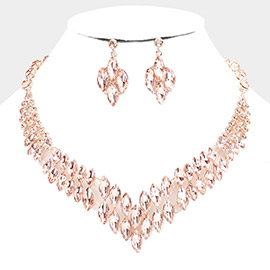 Marquise Stone Cluster Evening Necklace