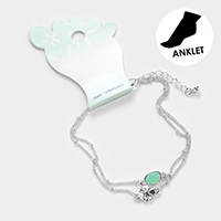 Double Layered Sea Glass Metal Sand Dollar Anklet