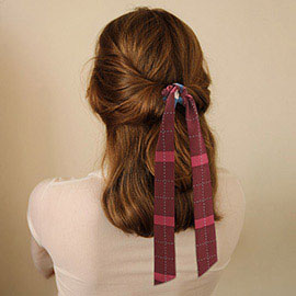 Plaid Check Scarf Pony Hairband