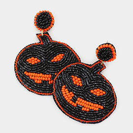 Seed Bead Pumpkin Earrings