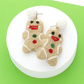 Pom Pom Gingerbread Dangle Earrings