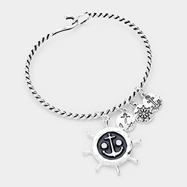 Anchor Ship Heel Charm Hook Bracelet