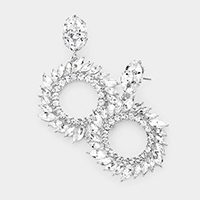 Spiral Marquise Stone Open Circle Evening Earrings