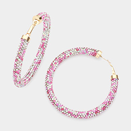 Rhinestone Pave Hoop Earrings