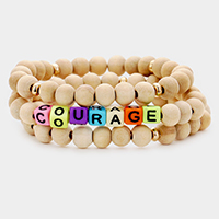 3PCS - COURAGE Wood Ball Layered Stretch Bracelets