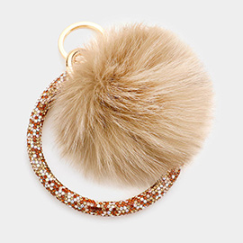 Pom Pom Rhinestone Pave Bangle Keychain / Bracelet