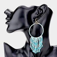 Seed Beaded Open Circle Fringe Earrings