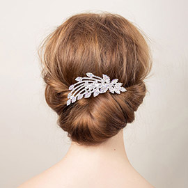 Rhinestone Teardrop Sprout Leaf Hair Comb