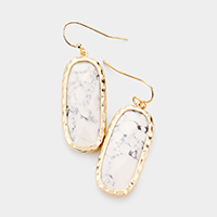 Semi Precious Curved Rectangle Stone Dangle Earrings