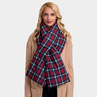 Plaid Check Puffy Scarf