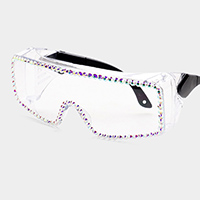 Stone Embellished Visor Sunglasses