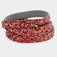 Glitter Faux Leather Wrap Bracelet