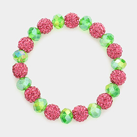 Shamballa Ball Faceted Bead Stretch Bracelet