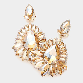 Teardrop Center Marquise Stone Cluster Evening Earrings