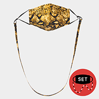 Snake Skin Print Fashion Mask / Lanyard Mask Chain Set