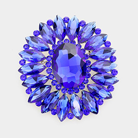 Marquise Crystal Statement Flower Pin Brooch